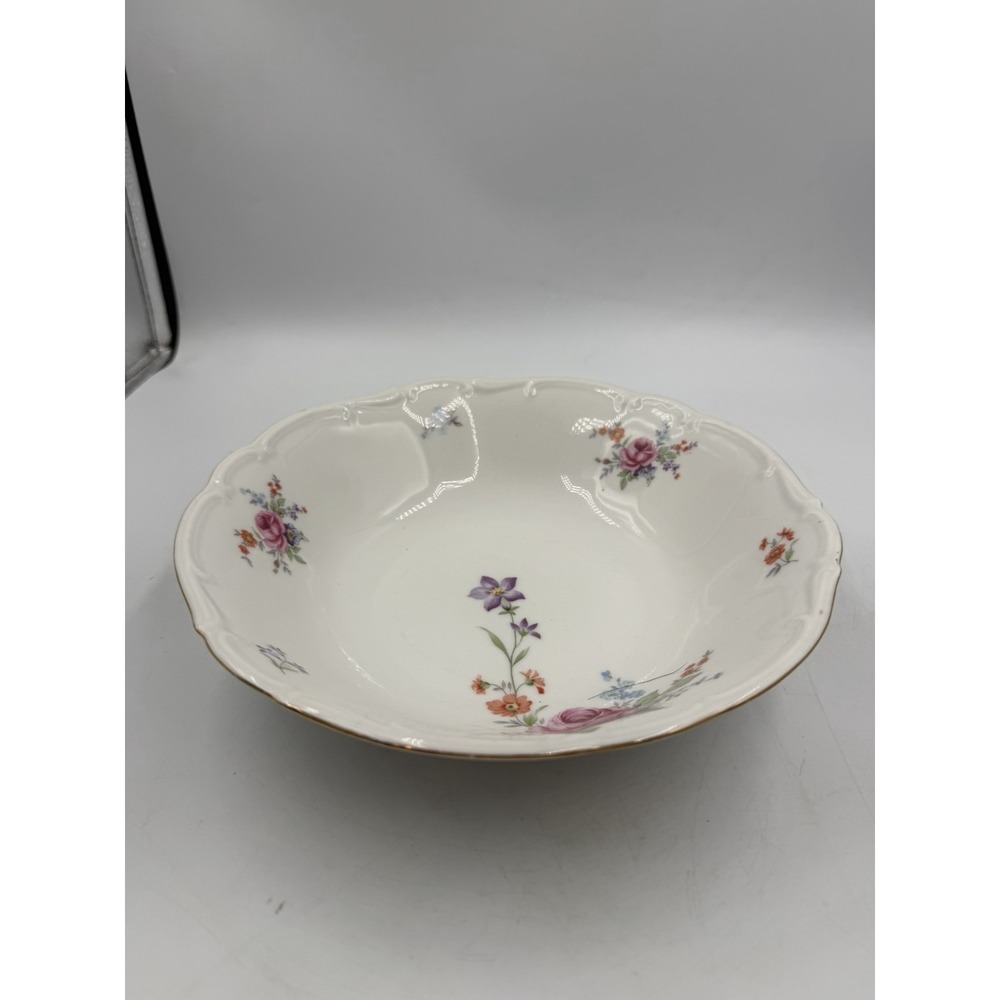 Vintage Bareuther Waldsasse Bavaria Germany Floral Serving Bowl 9x9x2.5in